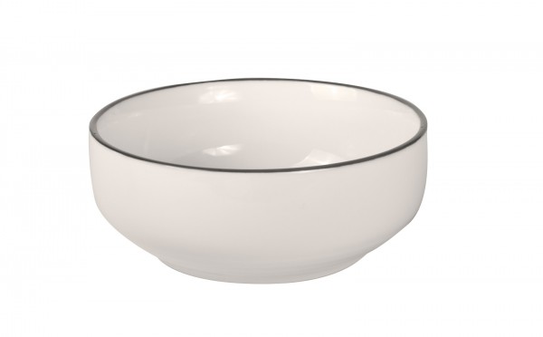 Porcelain bowl deep with black rim ø 13cm 6/box